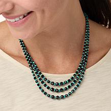 Jay King Black Spinel and Turquoise Bead 3-Strand Necklace