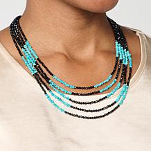 Jay King Black Spinel and Turquoise Bead 5-Strand 18" Necklace