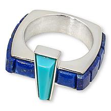 Jay King Campitos Turquoise and Lapis Wide Band Ring