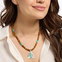Jay King Chilean Turquoise and Jarosite Pendant with Beaded Necklace