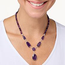 Jay King Gallery Collection Sterling Silver Amethyst Drop Necklace