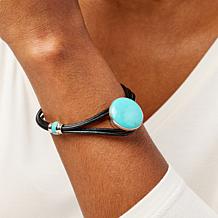 Jay King Gallery Collection Sterling Silver Turquoise Leather Bracelet