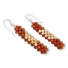 Jay King Hessonite and Yellow Opal Bead Woven Earrings