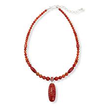 Jay King Indonesian Red Coral Pendant with Bead Necklace