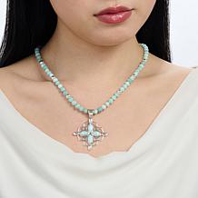 Jay King Larimar Pendant with Beaded Necklace, Sterling