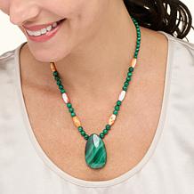 Jay King Malachite and Orange Spiny Oyster Shell Necklace
