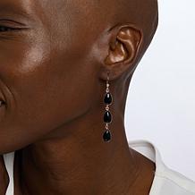 Jay King Midnight Chalcedony Sterling Silver Station Drop Earrings