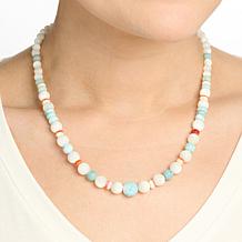 Jay King Mother-of-Pearl, Larimar & Orange Oyster Shell Necklace