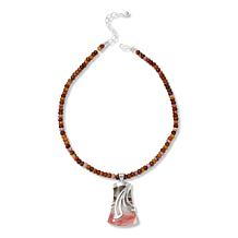 Jay King Multicolor African Rainbow Chalcedony Pendant with Necklace