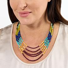 Jay King Multicolor Multigemstone Bead Colorblock 5-Strand Necklace