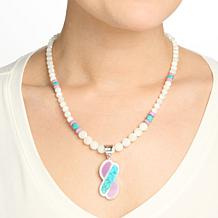Jay King Multigemstone Inlay Pendant with Bead Necklace