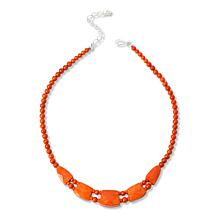 Jay King Orange Coral and Labradorite Reversible 18" Necklace