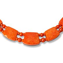 Jay King Orange Coral and Labradorite Reversible 18" Necklace