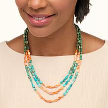 Jay King Orange Spiny Oyster Shell and Turquoise Bead 18" Necklace