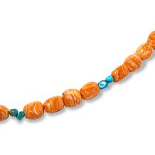 Jay King Orange Spiny Oyster Shell and Turquoise Bead 36" Necklace
