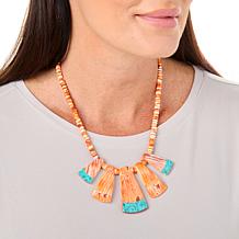 Jay King Orange Spiny Oyster Shell and Turquoise Inlay 18" Necklace