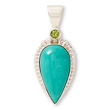 Jay King Peridot Beaded Necklace with Campitos Turquoise Pendant