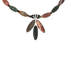 Jay King Petrified Wood and Dragon Mountain Stone Pendant-Necklace
