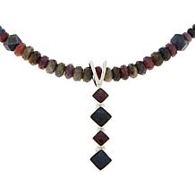 Jay King Pink and Blue Sapphire Pendant with Multi-Color Bead Necklace