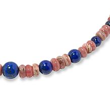 Jay King Pink Rhodochrosite and Blue Lapis Bead 18" Necklace