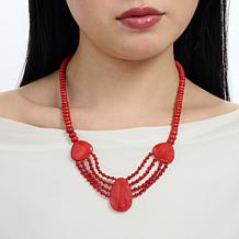 Jay King Red Coral Necklace, Sterling