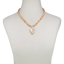 Jay King Reversible Peach Stone Sterling Silver Pendant with Necklace