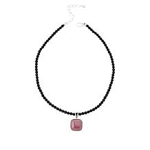 Jay King Rhodochrosite Cushion-Cut Pendant with Bead Necklace