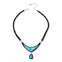 Jay King Sleeping Beauty Turquoise Inlay and Black Stone 18" Necklace