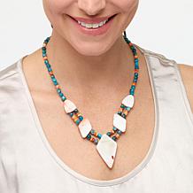 Jay King Spiny Oyster Shell and Blue Apatite Beaded Station Necklace