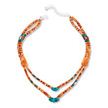 Jay King Spiny Oyster Shell and Turquoise Bead 2-Row Necklace