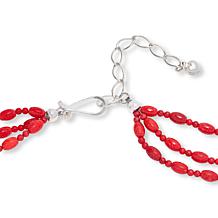 Jay King Sterling Silver 3-Strand Red Coral Necklace