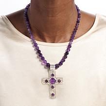 Jay King Sterling Silver Amethyst Pendant and Bead Necklace
