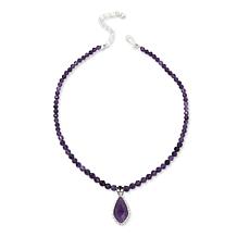 Jay King Sterling Silver Amethyst Pendant with Bead Necklace