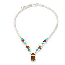 Jay King Sterling Silver Ammonite Fossil & Turquoise Chain Necklace