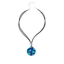 Jay King Sterling Silver and Gemstone Reversible Drop Leather Necklace