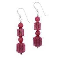 Jay King Sterling Silver Baroque Rose Rhodonite Bead Drop Earrings