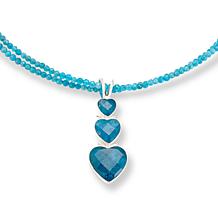 Jay King Sterling Silver Blue Apatite 3-Heart Pendant with Necklace