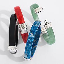 Jay King Sterling Silver Brazilian Green Quartz Hinged Bangle Bracelet