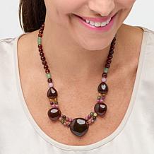 Jay King Sterling Silver Brown Amber and Multigemstone 18" Necklace