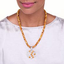 Jay King Sterling Silver Butterscotch Amber Composite Pendant-Necklace
