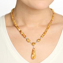 Jay King Sterling Silver Butterscotch Amber Drop 18" Necklace