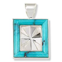 Jay King Sterling Silver Campitos Turquoise Square Pendant
