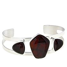 Jay King Sterling Silver Compressed Amber 3-Stone Cuff Bracelet