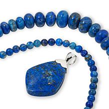 Jay King Sterling Silver Denim Lapis Pendant and 2-Piece Necklace Set