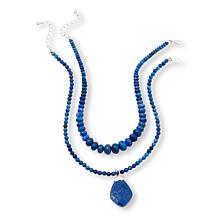 Jay King Sterling Silver Denim Lapis Pendant and 2-Piece Necklace Set