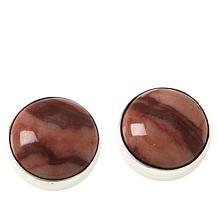 Jay King Sterling Silver Gongshan Red Orchid Stone Stud Earrings