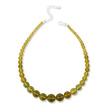 Jay King Sterling Silver Green Amber Bead Necklace