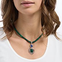 Jay King Sterling Silver Lapis & Malachite Beaded Necklace w/ Pendant