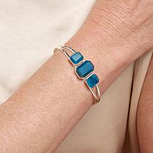 Jay King Sterling Silver Madagascar Blue Apatite 3-Stone Cuff Bracelet
