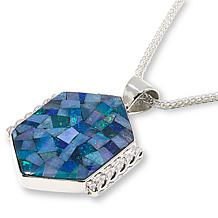 Jay King Sterling Silver Micro-Opal Inlay Hexagon Pendant with Chain